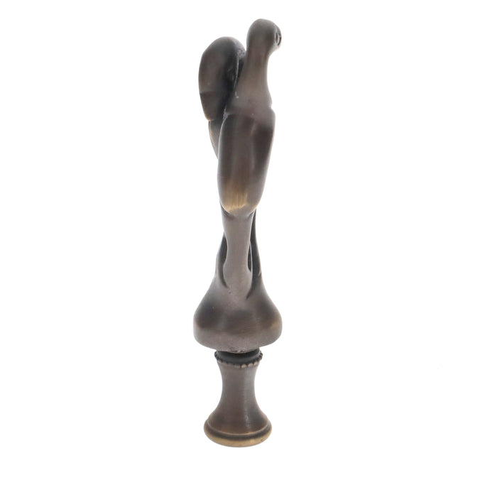 3-3/4" Tall Brass Finial, Two Embracing Birds, Dark Bronze, 1/4-27F Tap (15160BR)