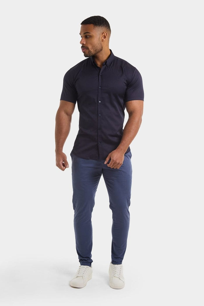 Athletic Fit Short Sleeve Signature Shirt in Navy - TAILORED ATHLETE - USA