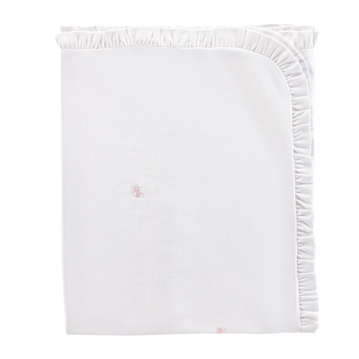 BCC Little Bows All Over Embroidery Ruffled Blanket