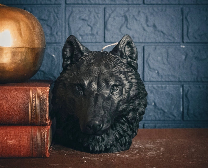 Beeswax & Soy Wax Wolf Head Candle