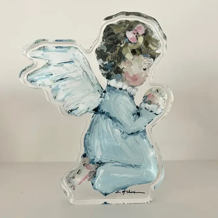 Blue Large Angel Wing Acrylic Cutout-Brunette