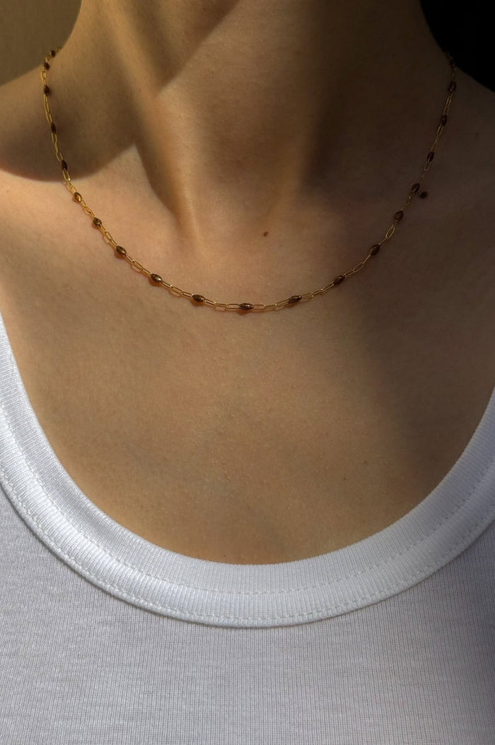 Bronze Enamel Chain Necklace 85cm