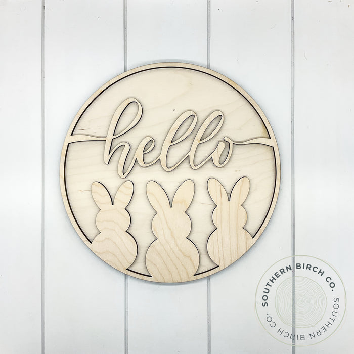 Bunny Trio 3D Round Blank