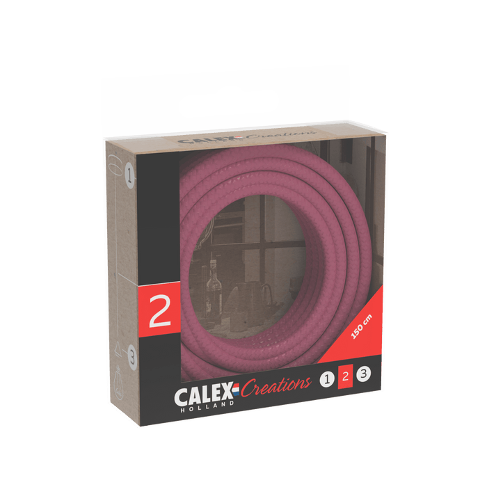 Calex Creations Fabric cable - Pink - 1.5meter