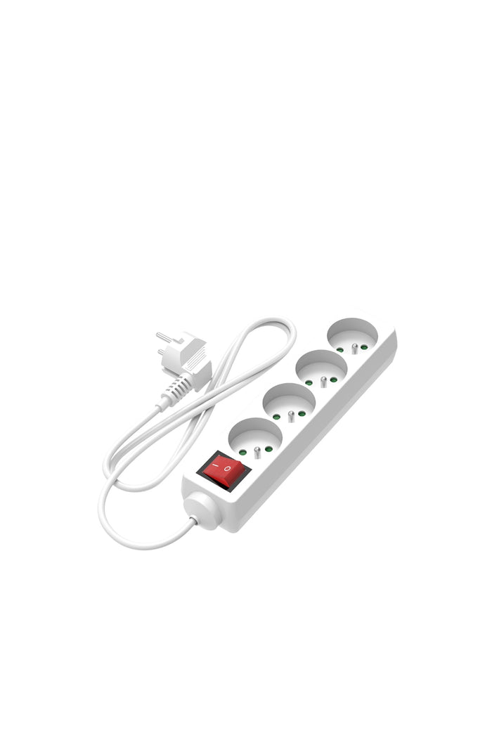 Calex Receptacle - 4-way - Switch - White - 1.4m cable