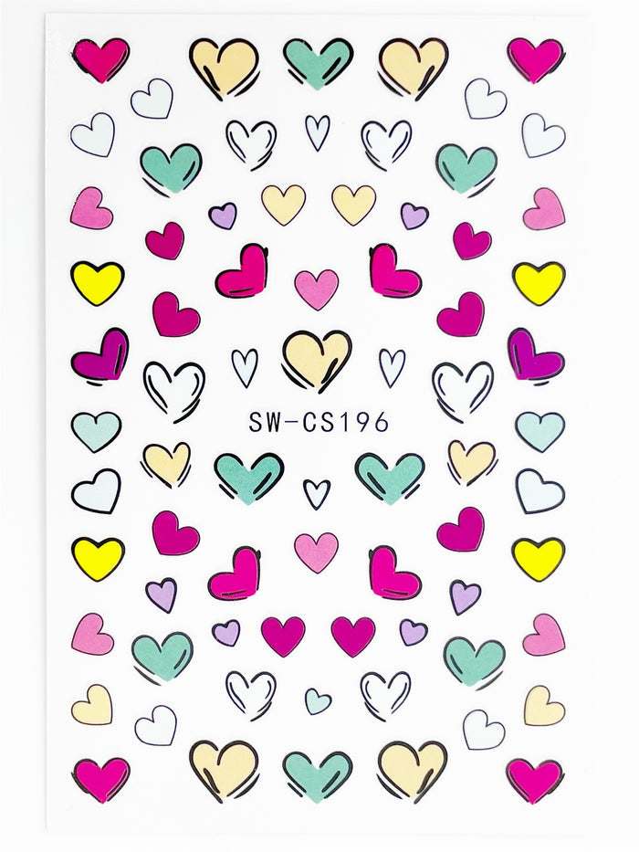Cartoon Hearts Self Adhesive Decals | Lula Beauty