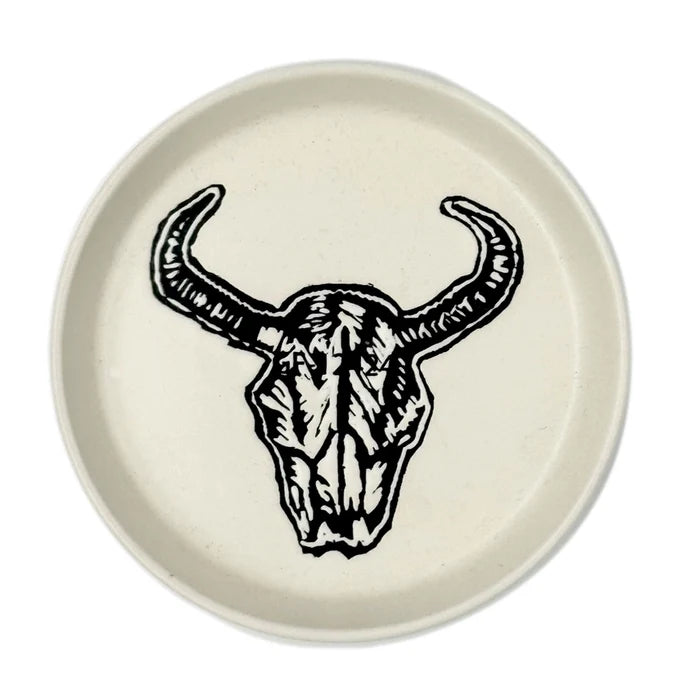 Ceramic Bison Skull Candle Plate