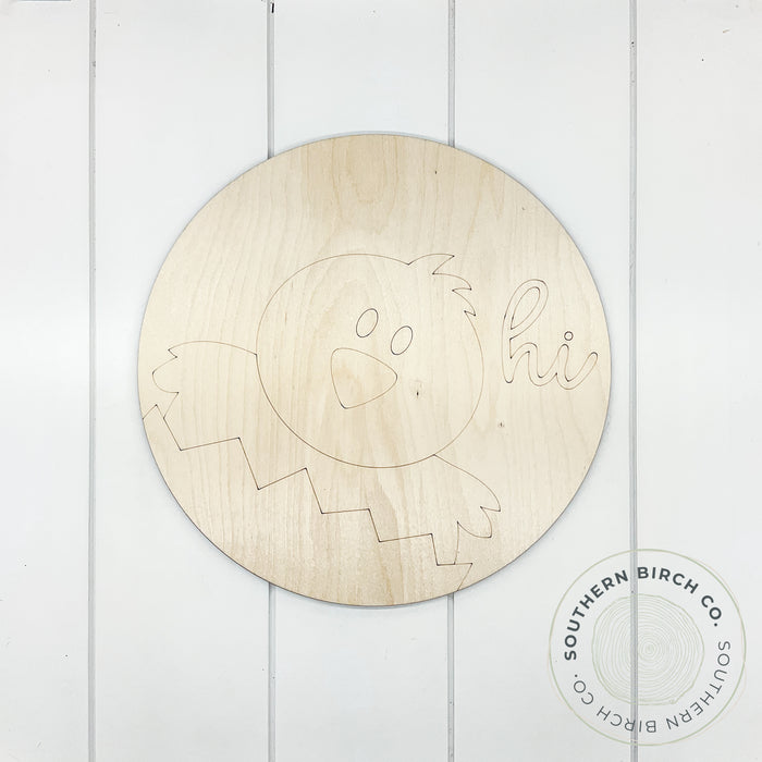 Chick in Egg Etched Round Blank