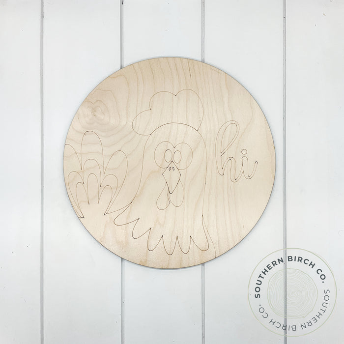 Chicken Etched Round Blank