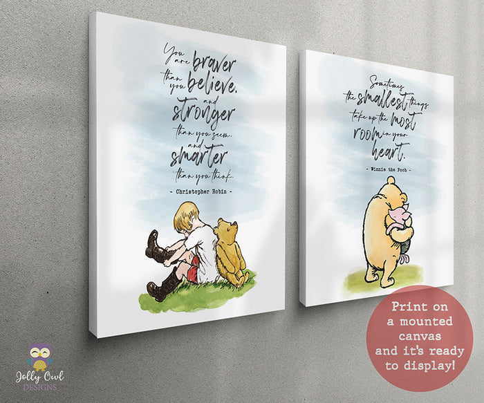 Classic Winnie The Pooh Inspirational Quote - Printable Wall Art Decor for Nursery Room - Set of 3