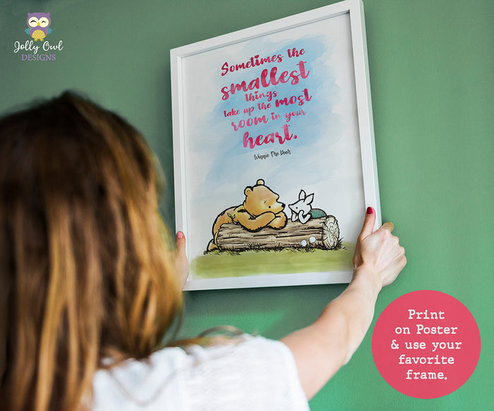 Classic Winnie The Pooh Inspirational Quote - Printable Wall Art Decoration for Nursery Room - Set of 3