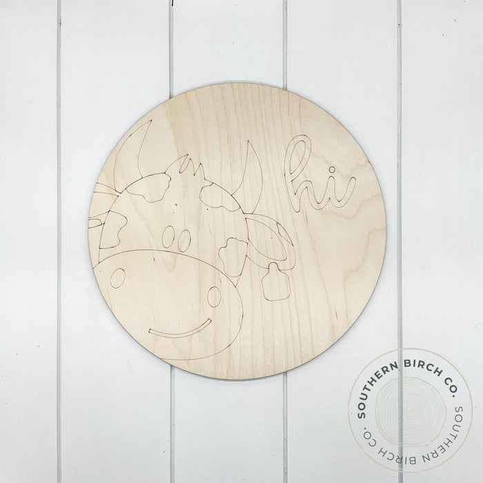 Cow Etched Round Blank