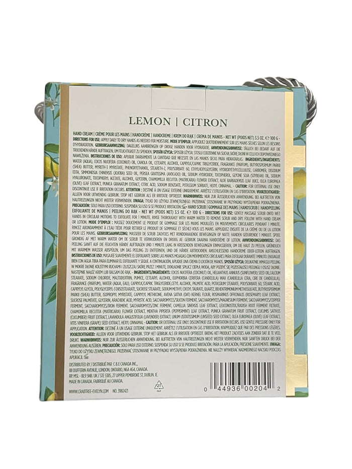 Crabtree & Evelyn Lemon Citron Hand Therapy Cream and Hand Scrub Set, 3.5oz