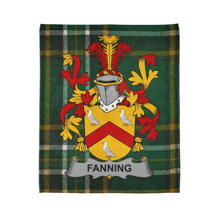 Fanning Family Crest Plaid Design Microfiber Blanket