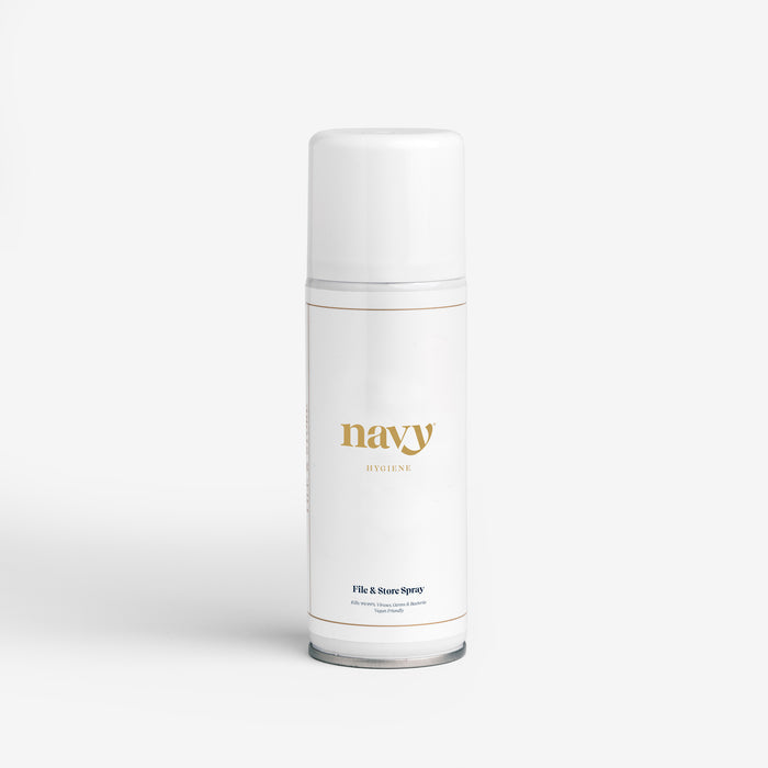 White can with Navy logo and white cap