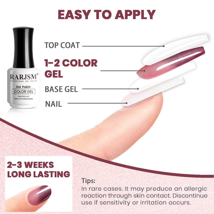 RARJSM ®Burgundy Red Color Changing Thread pearl gel nail polish