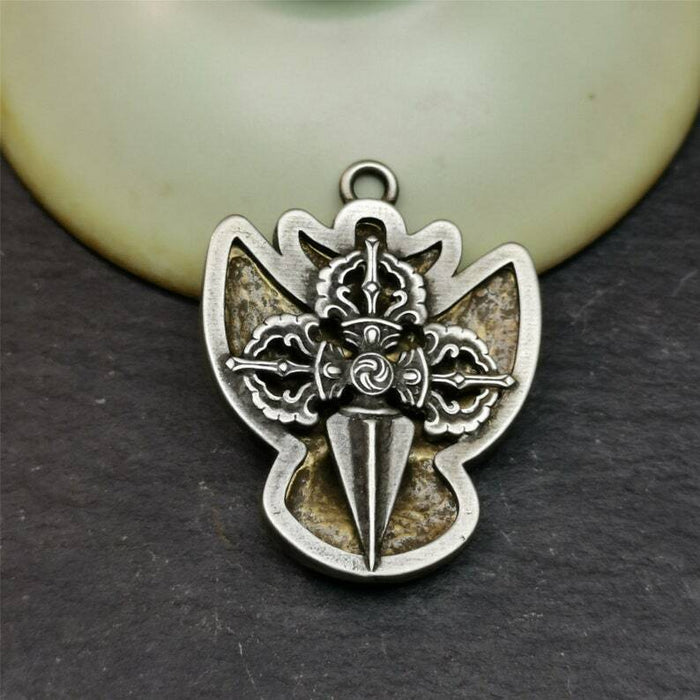 Garuda Pendant,Inlaid Copper Vajra Shell,1.57" - Tibetan Buddhist vajra, view 8