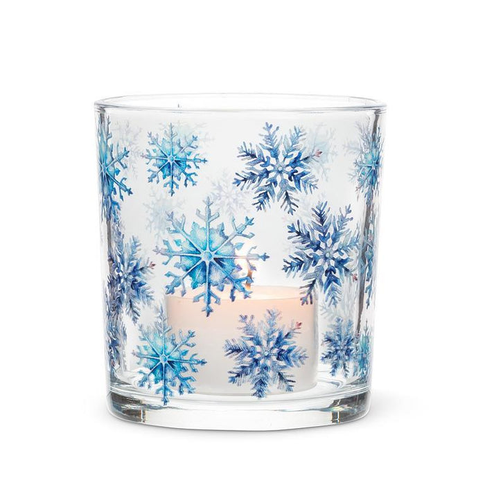 Glass Snowflakes Votive Candle Holder