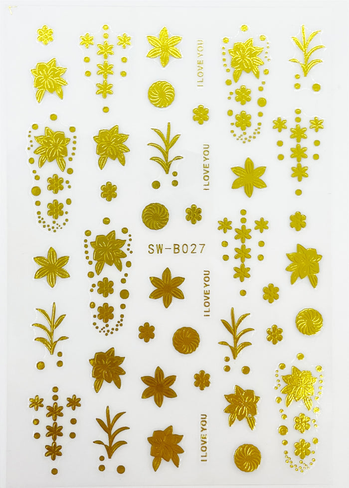 Gold Floral Design Decals | Lula Beauty