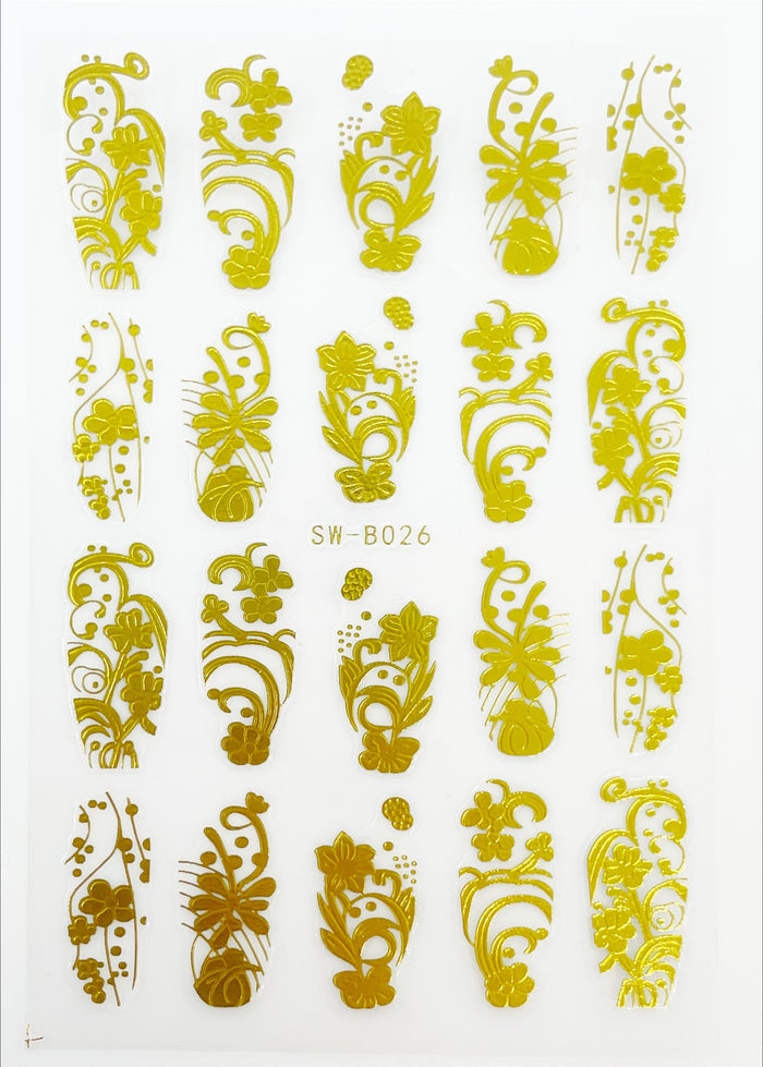 Gold Flowers and Leaves Decals | Lula Beauty