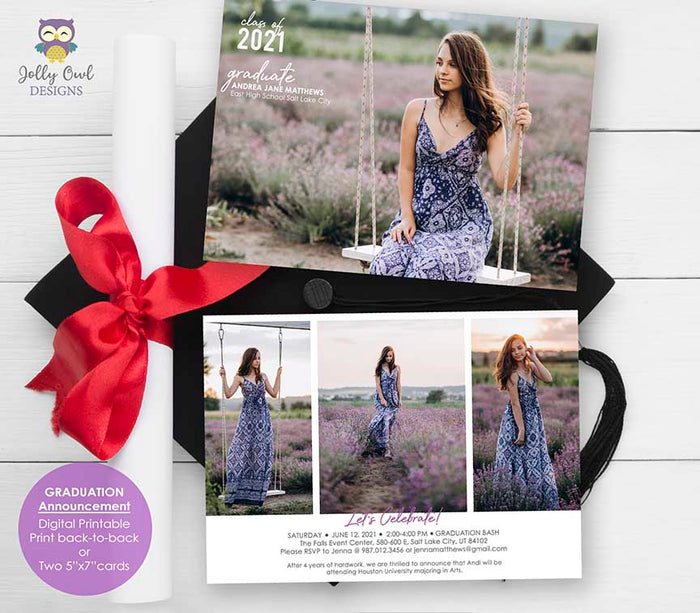 Graduation Announcement Card - Photo Collage - Invitation Card