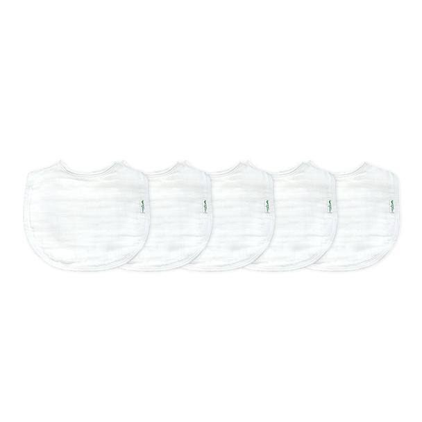 Green Sprouts White 5pk Muslin Bibs