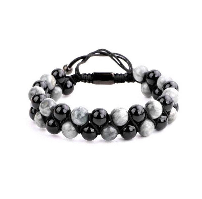 Theodore Hawk eye and Onyx Macramé Beaded Bracelet - Theodore Designs