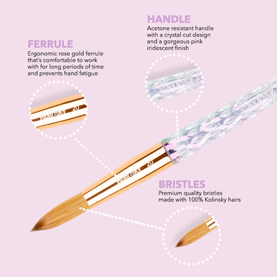 Kiara Sky Nail Brush 100% Kolinsky for Acrylic Powder - Size #14 (Crimped)