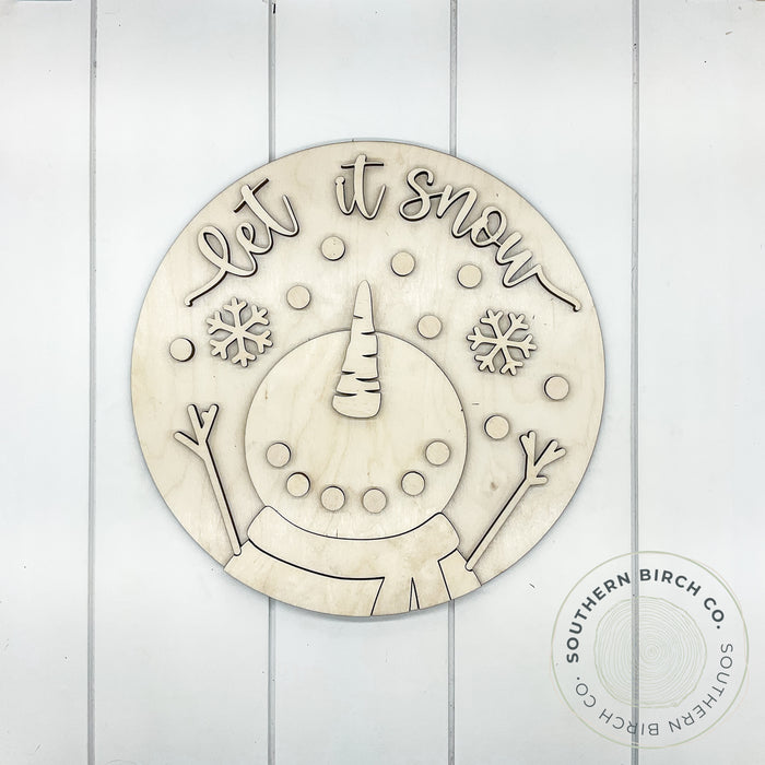 Let It Snow 3D Round Blank (Snowman)