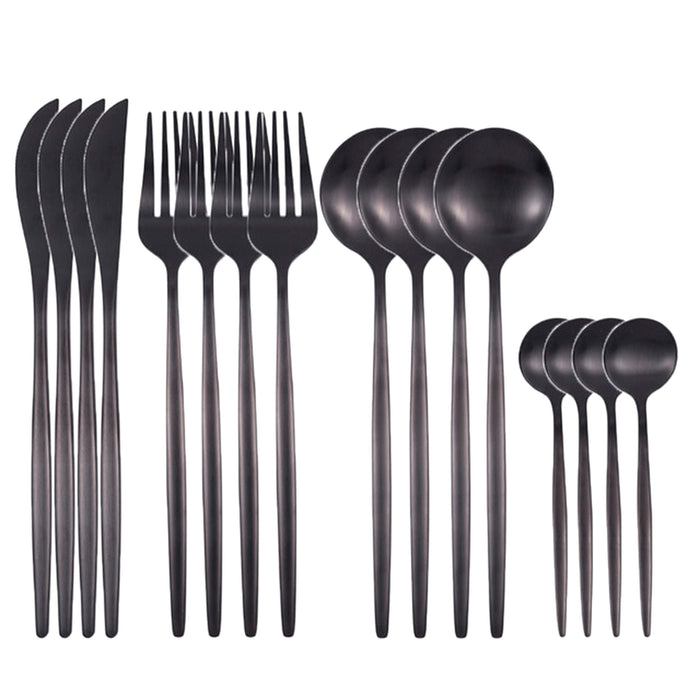 Line Black Cutlery Set