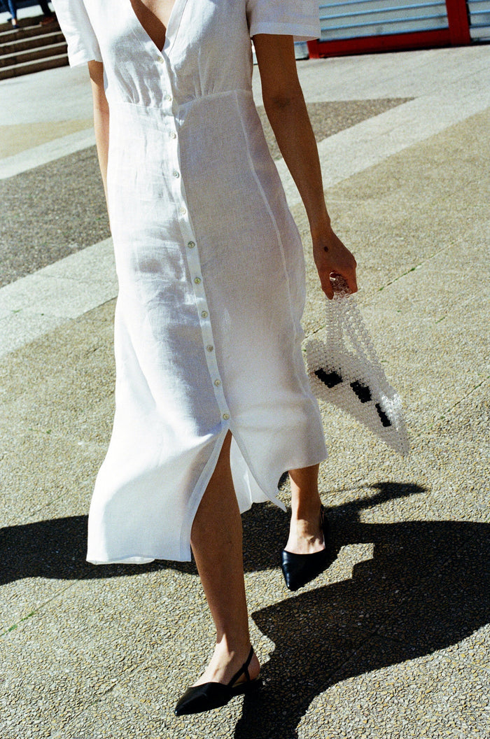 Má + Lin Daisy Linen Dress - White