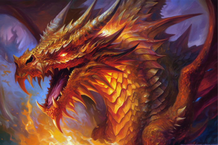 Majestic Dragon Breathing Flames