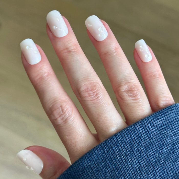 Milky 3D Bubbles - Press-On | Short | Squoval sheer milky nails with raised 3D bubble details for easy at-home mani
