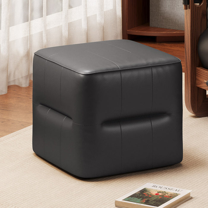 Modern Black Cube Ottoman with Storage Multi-Purpose PU Leather Side Table, Footrest