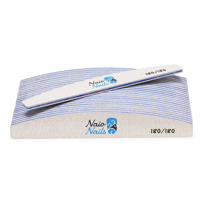 Pack of 25 - Zebra Grey Half Moon 180/180 Grit Nail Files Naio Nails