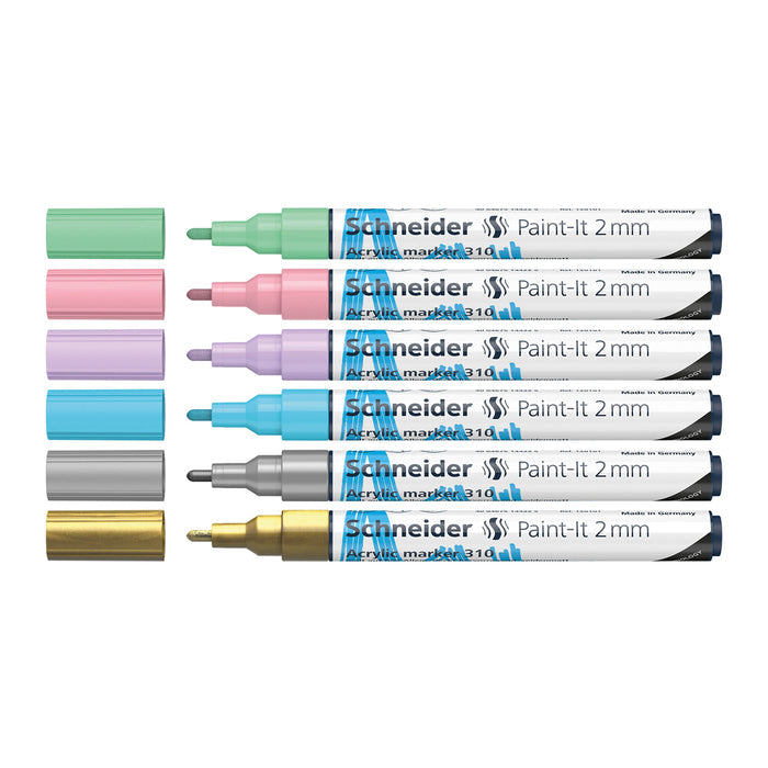 Paint-It 310 Acrylic Markers 2mm, Wallet 6 pieces - Assorted Pastels