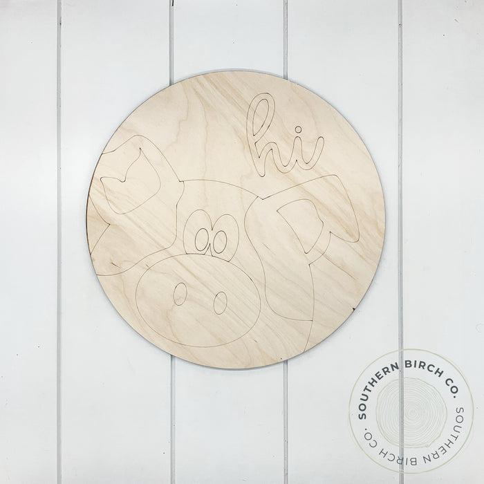 Pig Etched Round Blank (Spots)