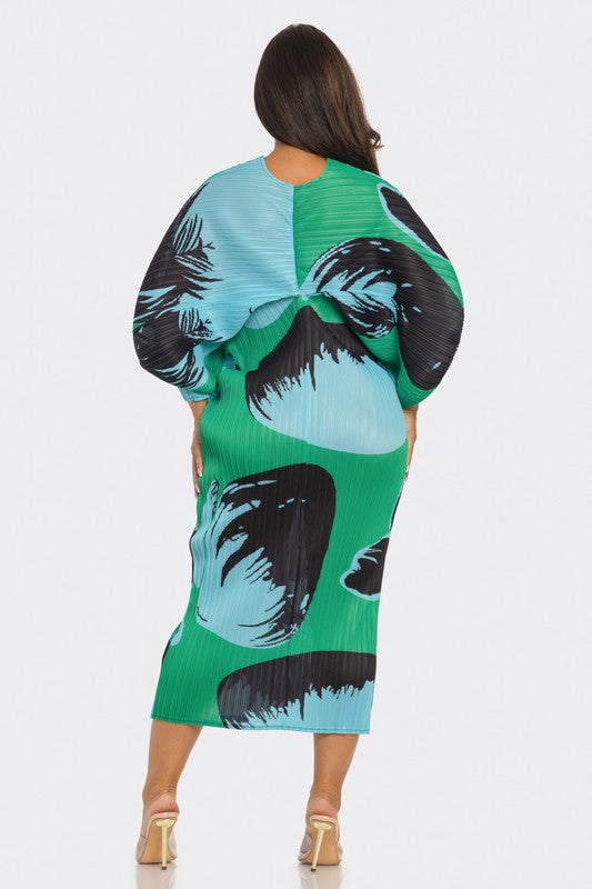 Printed Midi Dress (Green)
