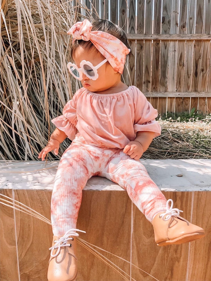 Rose Tie Dye Ribbed Leggings