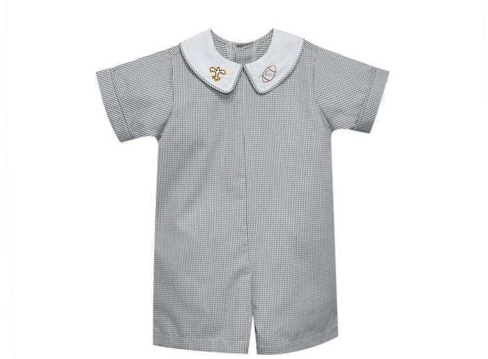 Southern Saturday Fleur de Lis Hand Emb. Romper