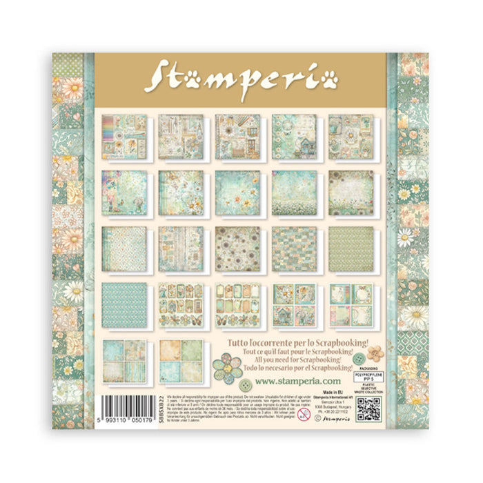 Stamperia - 8X8 Maxi Paper Pad - Daisy Art. Includes 22 sheets. Available at Embellish Away located in Bowmanville Ontario Canada.