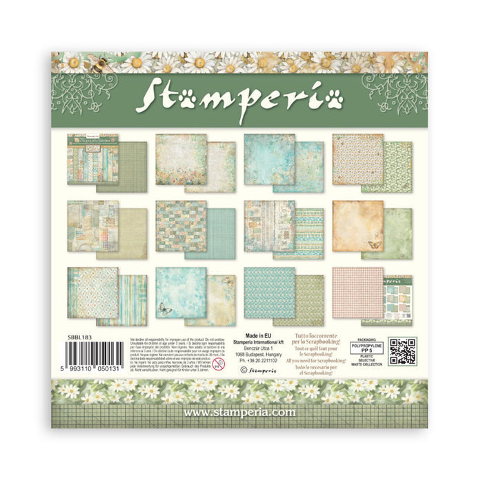 Stamperia - Backgrounds Double-Sided Paper Pad 12"X12" - 10/Pkg - Daisy Art. Available at embellish Away located in Bowmanville Ontario Canada.