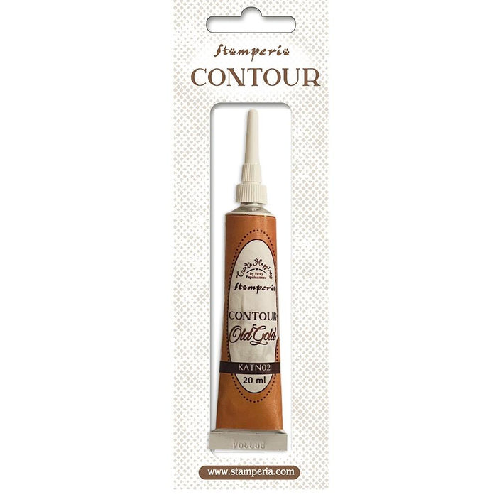 Stamperia - Create Happiness - Contour Liner - 20ml - Old Gold. The Stamperia Create Happiness Contour Liner comes in a tube of approximately 20 ml and features a fine tip, ideal for drawing, highlighting patterns, and creating 3D decorations. Available at Embellish Away located in Bowmanville Ontario Canada.