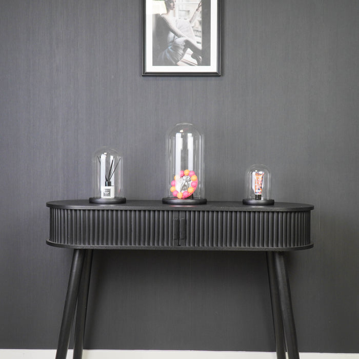 Stolp - Glas/Hout - Zwart - 17x17x32cm