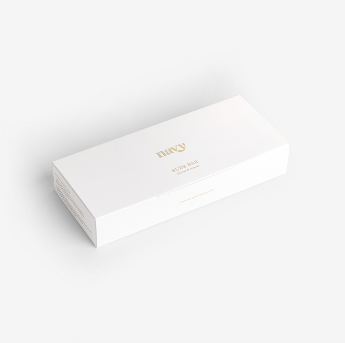 White box for housing Suds soap on a rope