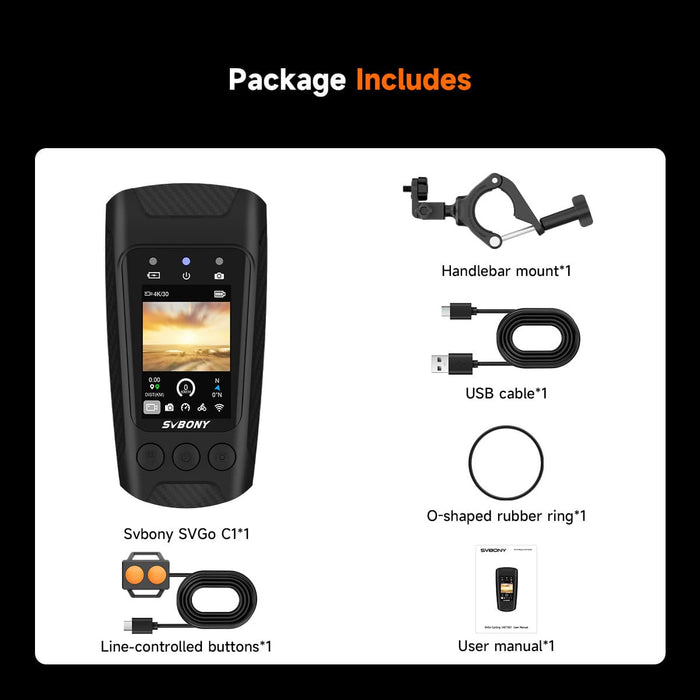 SVbony SVGo C1 Cycling Camera HD 4K 30fps IPX4 Waterproof (W9301A) Svbony
