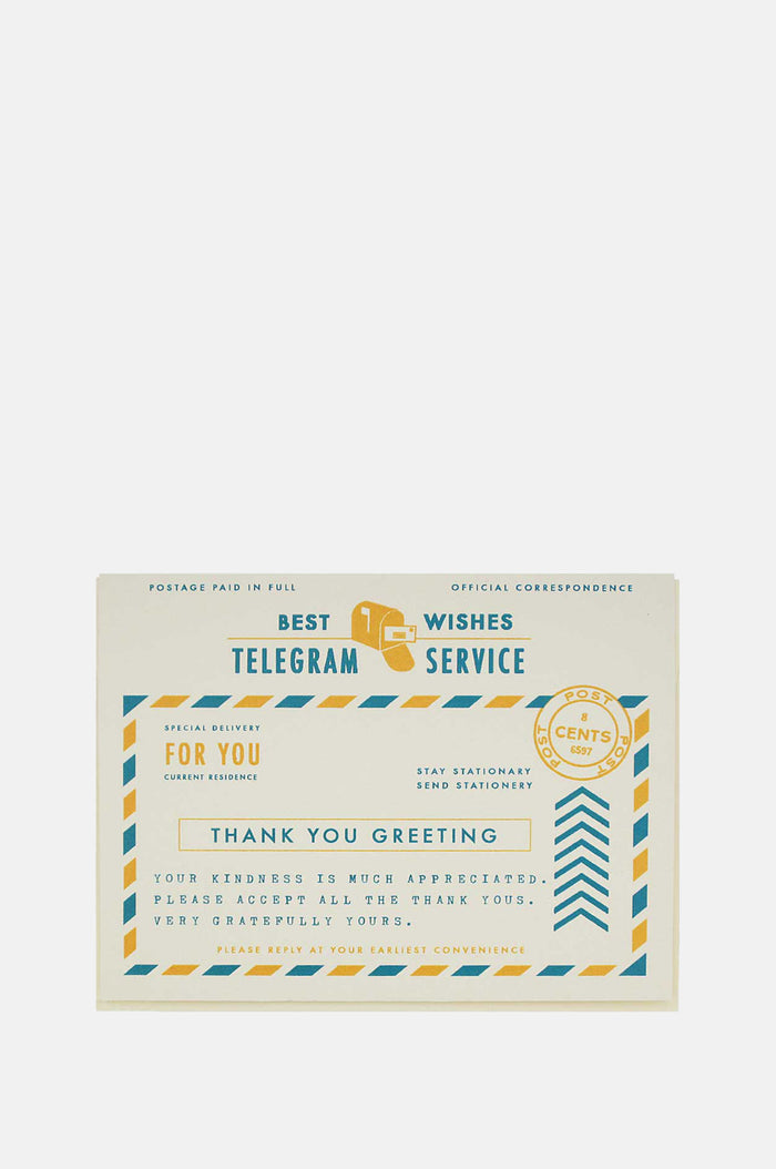The Regional Assembly of Text Thank You Telegram Card.