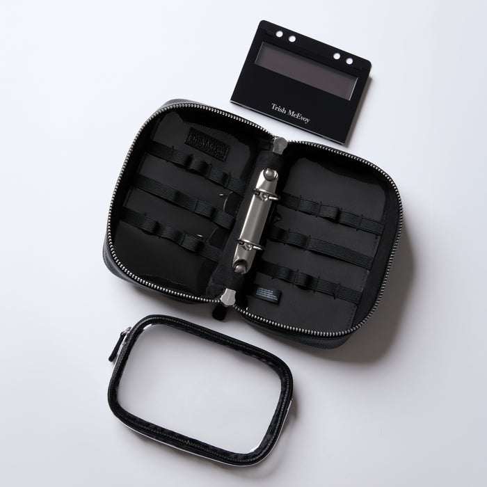 Black tool case with a tool inside on a white background