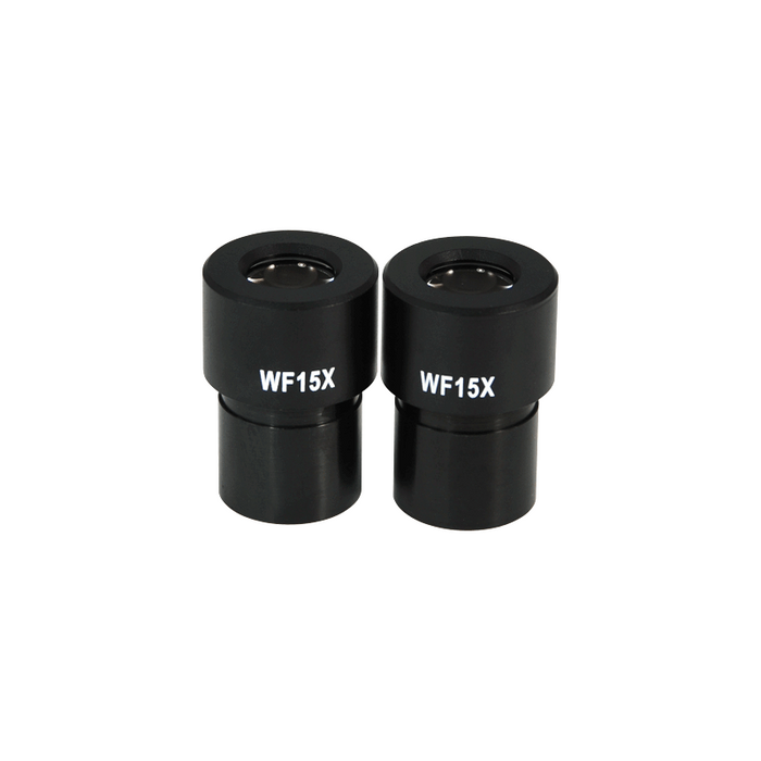 WF 15X Widefield Microscope Eyepieces, 23.2mm, FOV 13mm (Pair), SKU BM05042411, three quarter front view