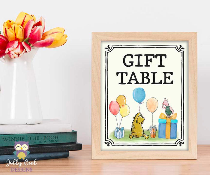 Winnie The Pooh Party Signs - Gift Table Sign - Jolly Owl Designs